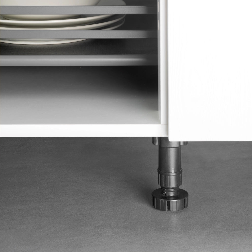 Emuca Piedino regolabile con base pre-assemblata per mobile, 98-115 mm, Plastica, Nero, 40 u.