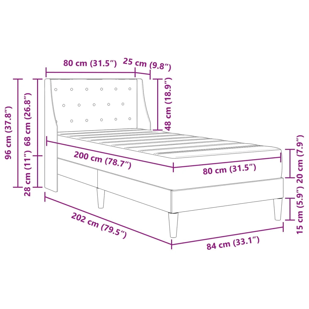 Struttura letto con materasso Rosa 80 x 200 cm Velluto 3414762