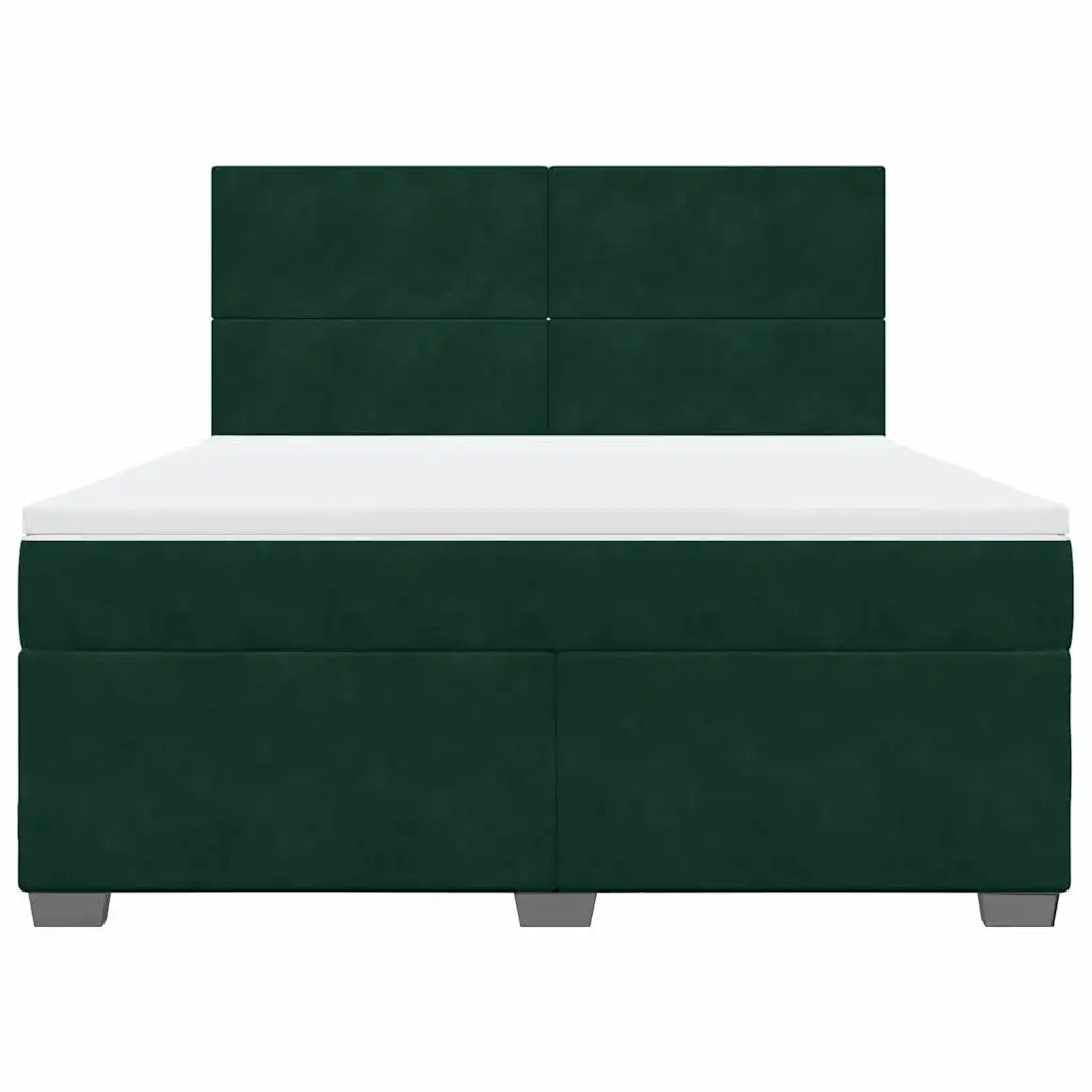 Giroletto a Molle con Materasso Verde Scuro 180x200 cm Velluto