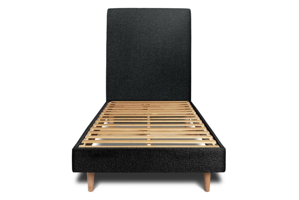 Letto 90x200 cm con testata imbottita - tessuto bouclé