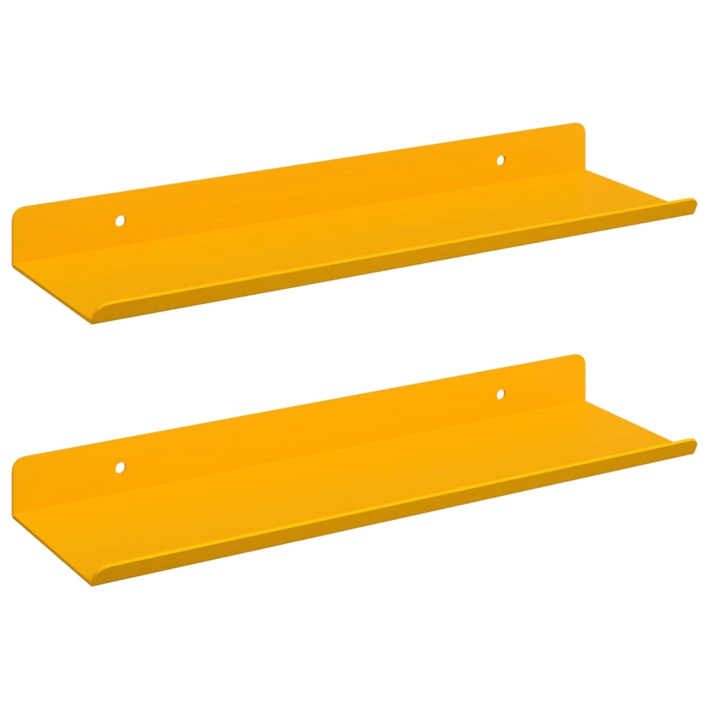Mensola sospesa 2 pcs Giallo senape 30 x 9 x 2,5 cm Acciaio
