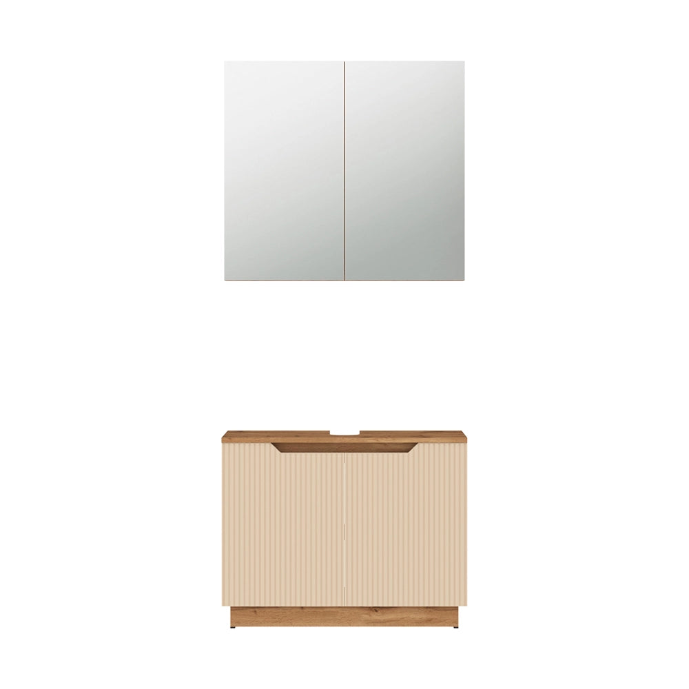 Vicco Set di mobili da bagno Rovere/cashmere a righe 2 parti