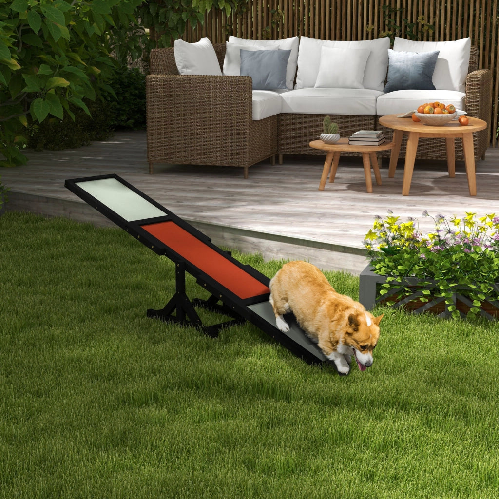 Attrezzatura Agility per Cani Altalena ¨C Xylo ¨C Legno Abete Antiscivolo Grigio Nero