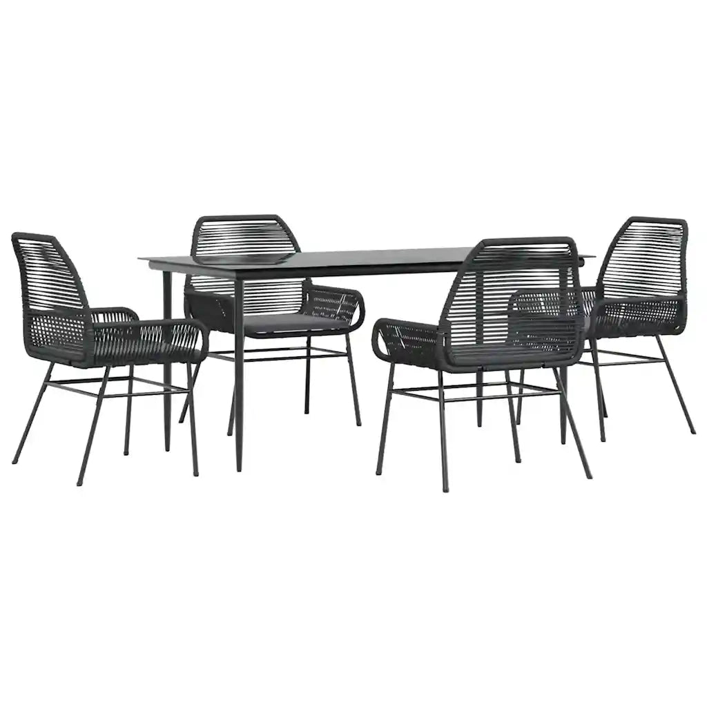 Set da Pranzo da Giardino con Cuscini 5 pz Polyrattan Vetro