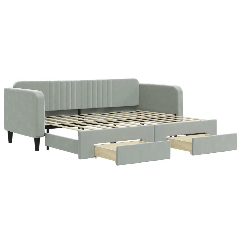 Divano letto | Sof¨¤ letto | Letto singolo Estraibile Cassetti Grigio Chiaro 80x200cm Velluto