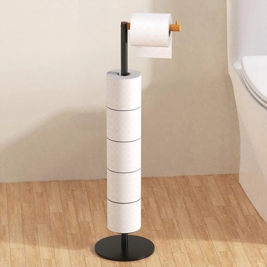 Supporto per carta igienica in stile stand, Supporto per carta igienica pieghevole, Nero, Supporto per carta igienica per 5-6 rotoli, Accessori per la stanza da bagno