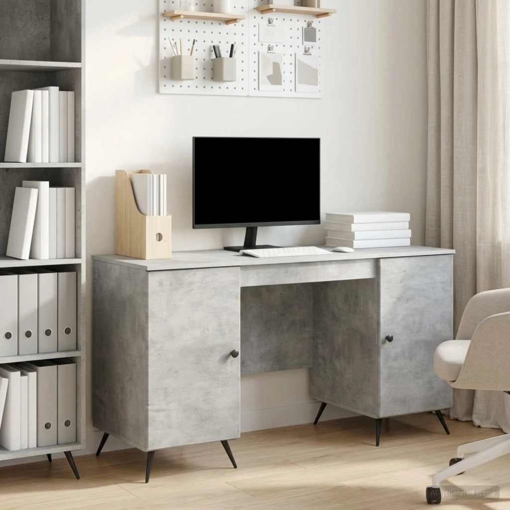 Scrivania con lo scaffale Grigio Cemento 142,5 x 50 x 75 cm 3414633
