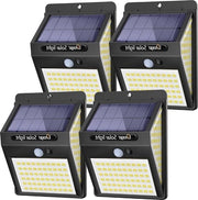 Illuminazione esterna a energia solare 140 LED Protezione solare Esterno Lampada a muro 4 pezzi Bianco