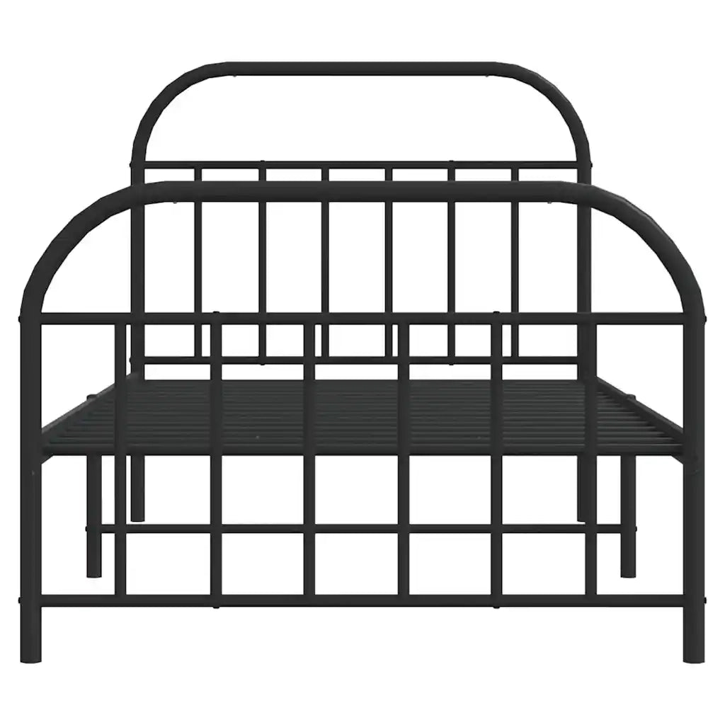 Giroletto con Testiera e Pediera Metallo Nero 100x200 cm 353648