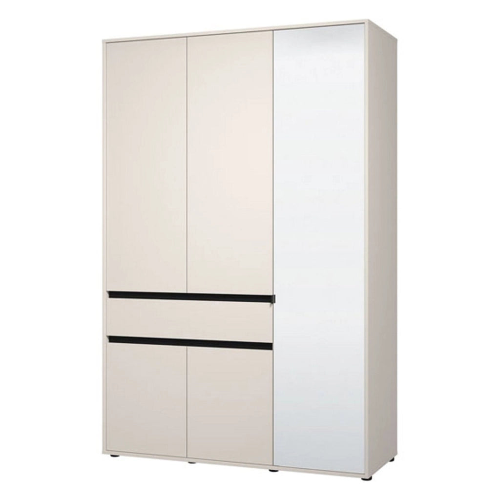 Armadio Camera da Letto Ilbono, Guardaroba 3 Ante 5 Ripiani, 138x54.5 cm Bianco