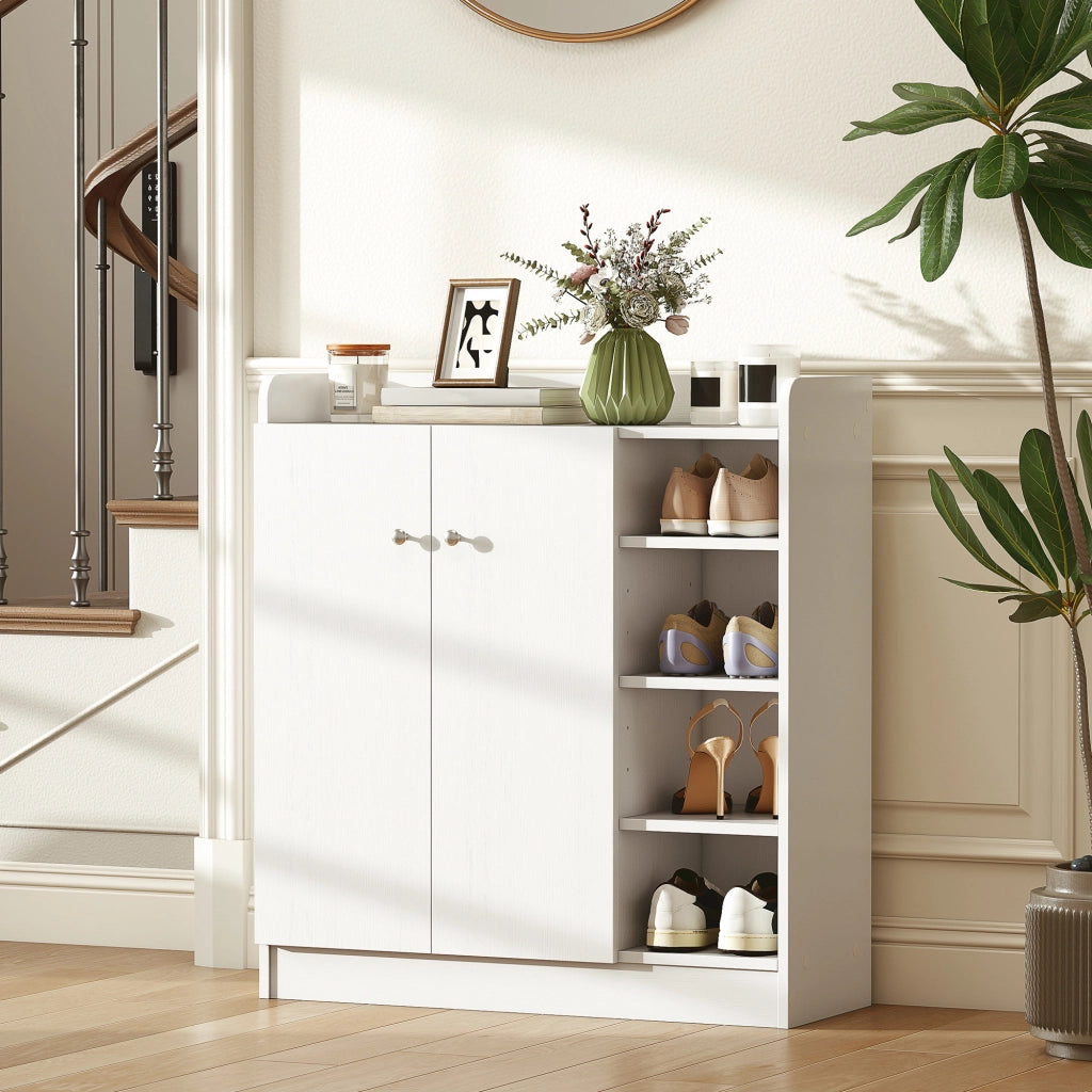 Scarpiera con Armadietto e Ripiani Aperto ¨C zephmum ¨C Bianco 83x30x90 cm