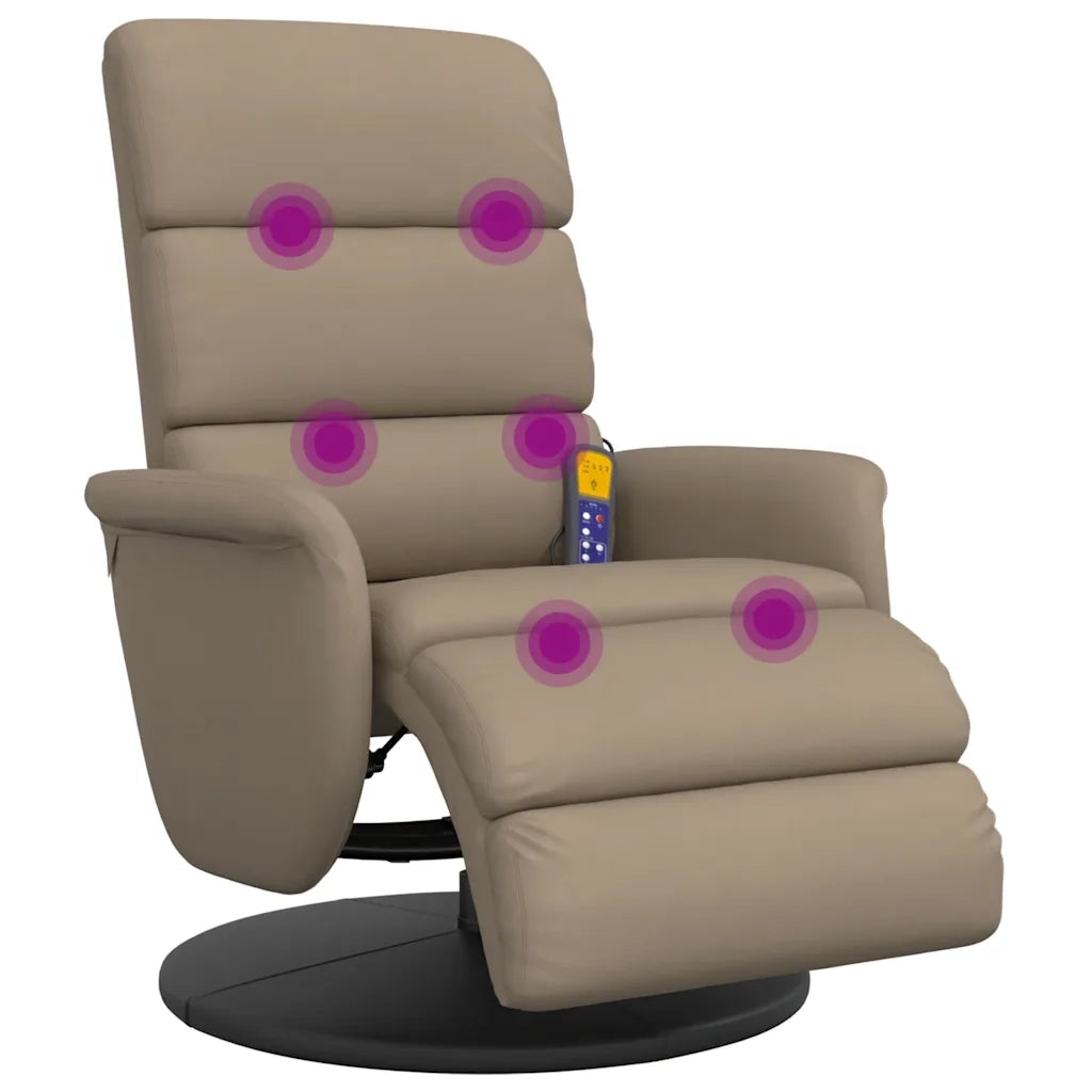 Poltrona | Sedia Relax Reclinabile Massaggi Poggiapiedi Cappuccino Similpelle
