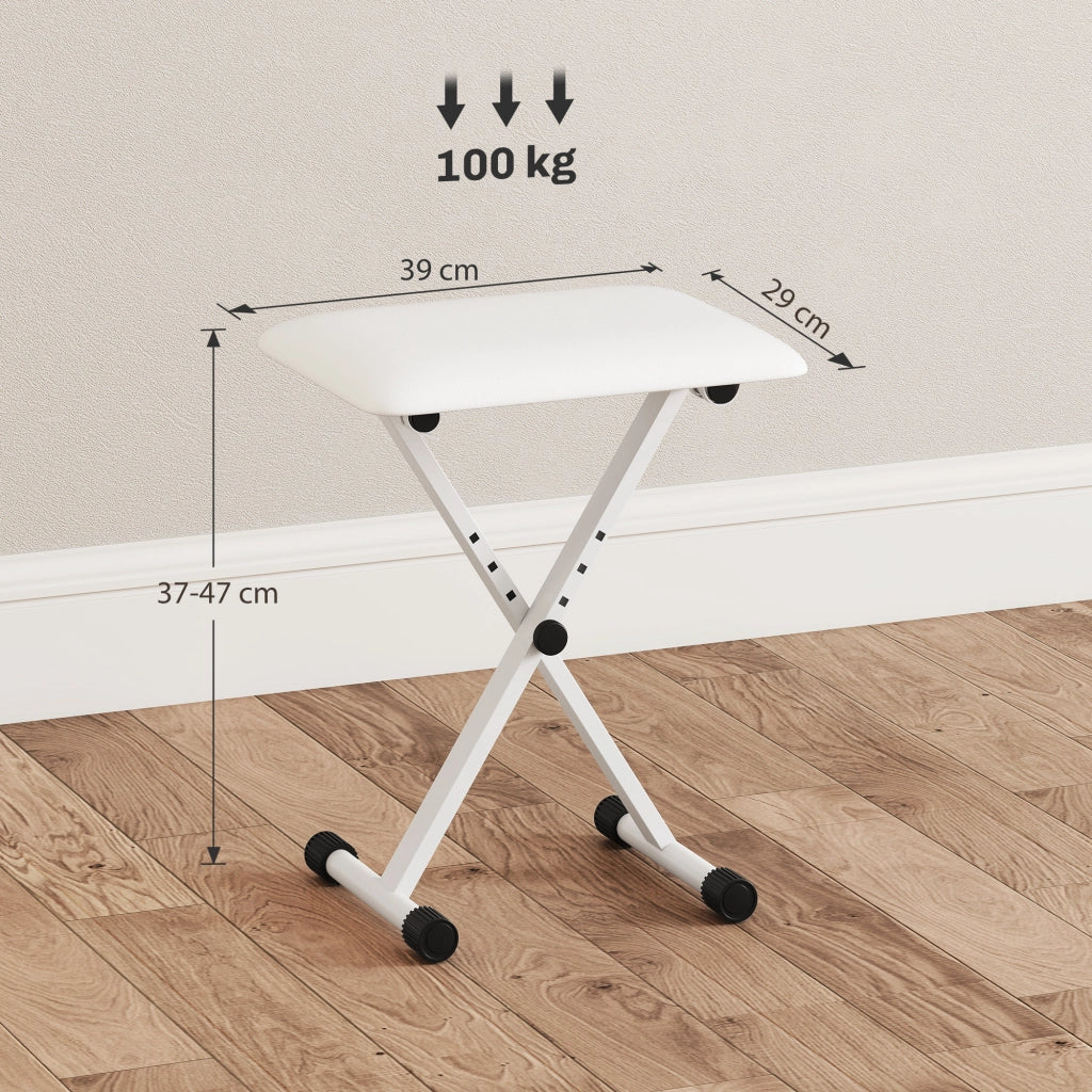 Sgabello da Pianoforte Regolabile in Altezza Pieghevole ¨C zephmum ¨C Bianco 39x29x37-47 cm
