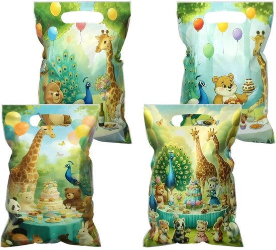 Sacchetti per trucco 50 pezzi - Animali da bosco - Sacchetti per trucco - Maniglie - Regali di festa - 16,5 x 25 cm
