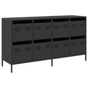 Credenza | Madia | Buffet da pranzo | Armadio da pranzo Nera 135x39x73,5 cm in Acciaio Laminato a Freddo