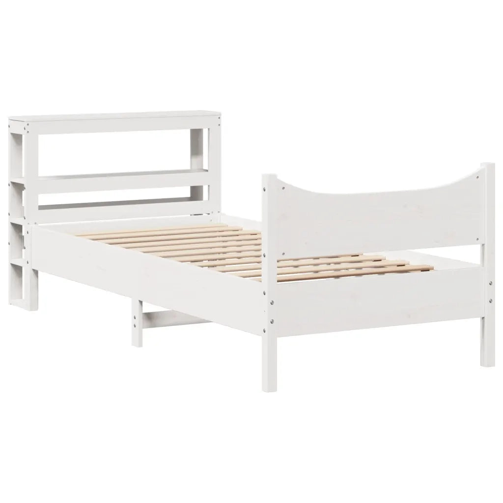 vidaXL Giroletto con Testiera Bianco 90x200 cm Legno Massello di Pino