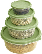 4 contenitori per alimenti con coperchio (0,2L, 0,5L, 1L, 2L), contenitori per alimenti con coperchio, contenitori per portata per cucina, contenitori per alimenti freschi per lavastoviglie, forni a microonde e congelatori