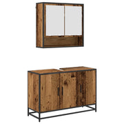 Set di mobili per il Bagno | Armadio da bagno con lo scaffale 2 pz Legno vecchio