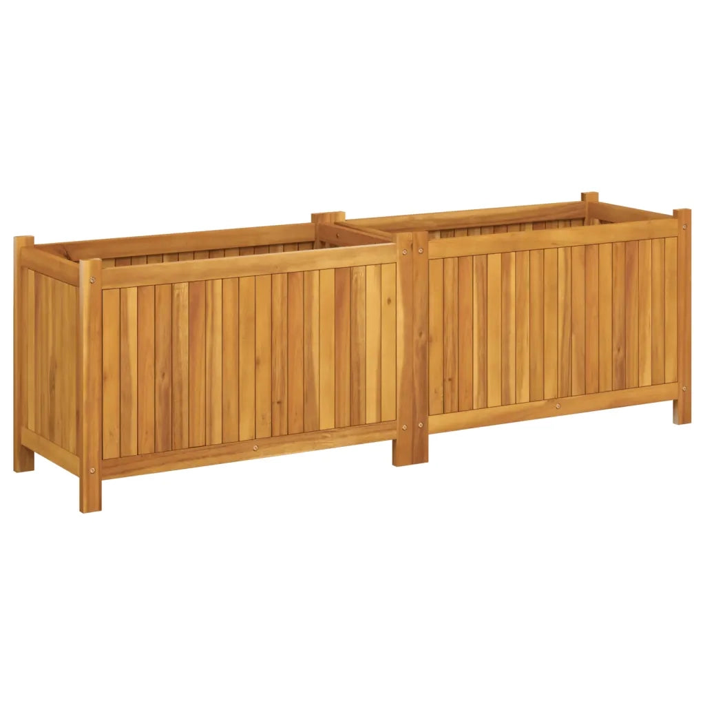 Fioriera | Cassetta per fiori | Vaso Giardino con Rivestimento 153x38,5x50 Massello Acacia