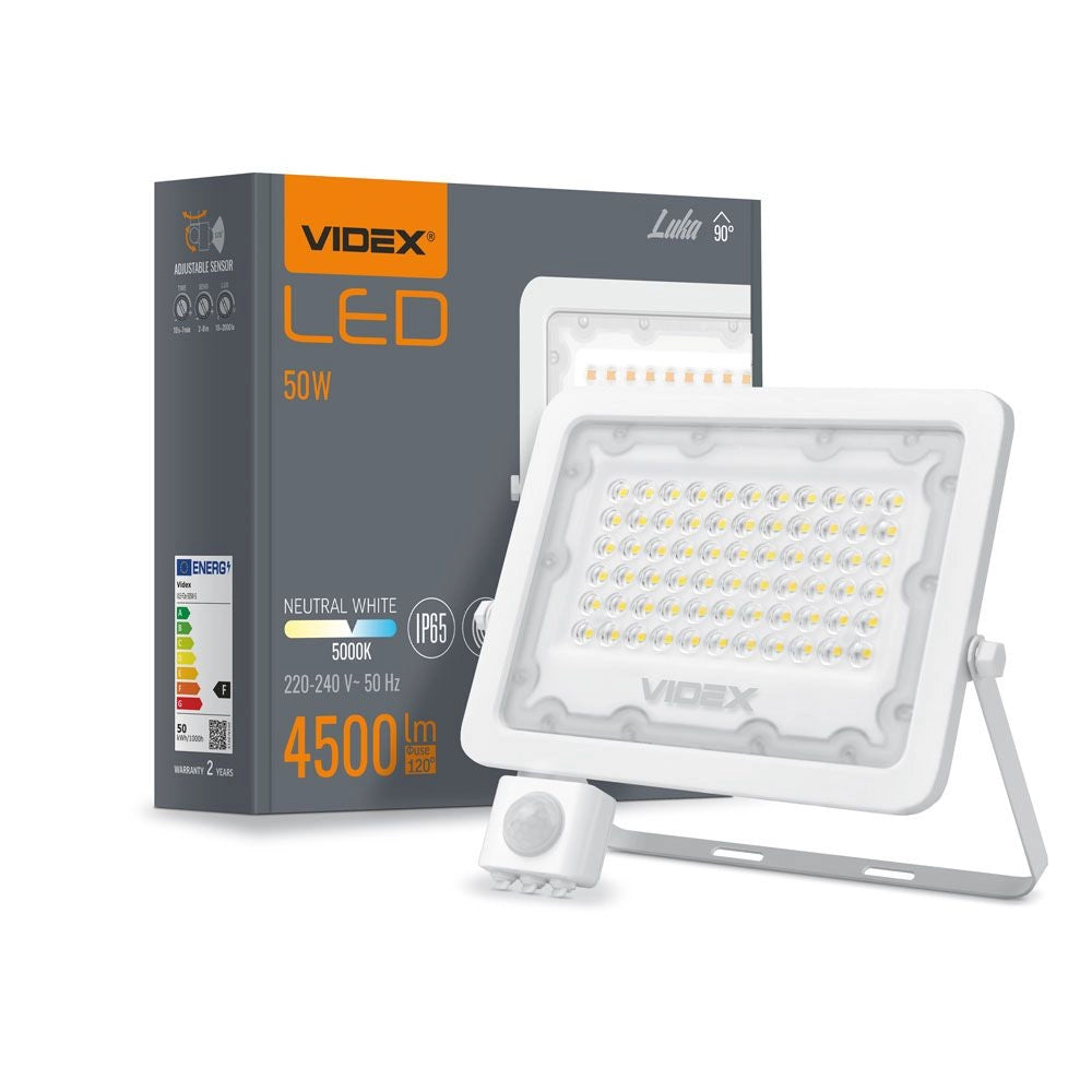 Faro LED esterno 50W PIR 5000K 4500lm IP65 Videx LUCA