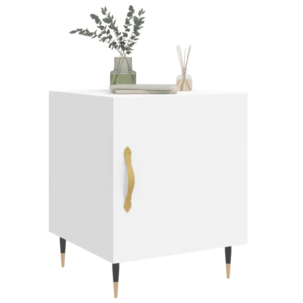 Comodini 2 pz Bianchi 40x40x50 cm in Legno Multistrato
