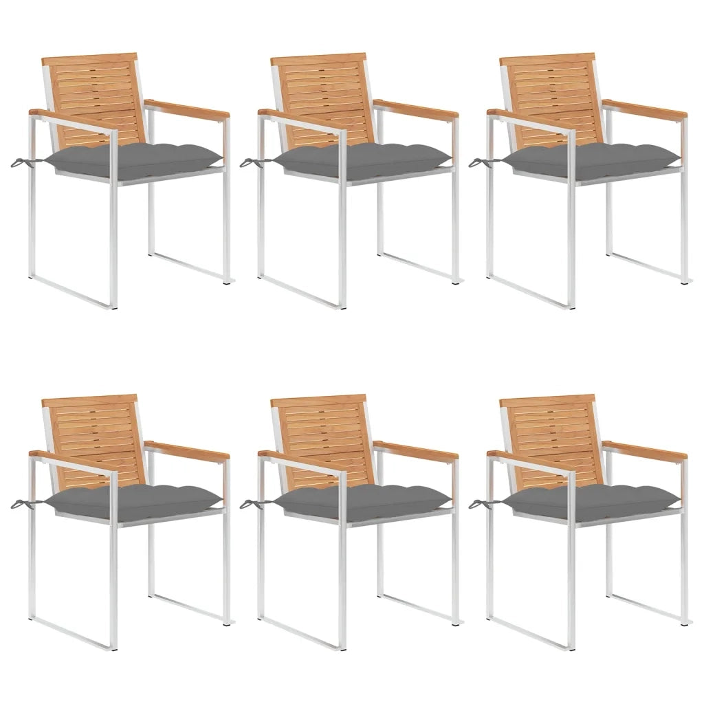 Sedie da Giardino con Cuscini 6 pz in Legno Massello di Teak cod mxl 8664