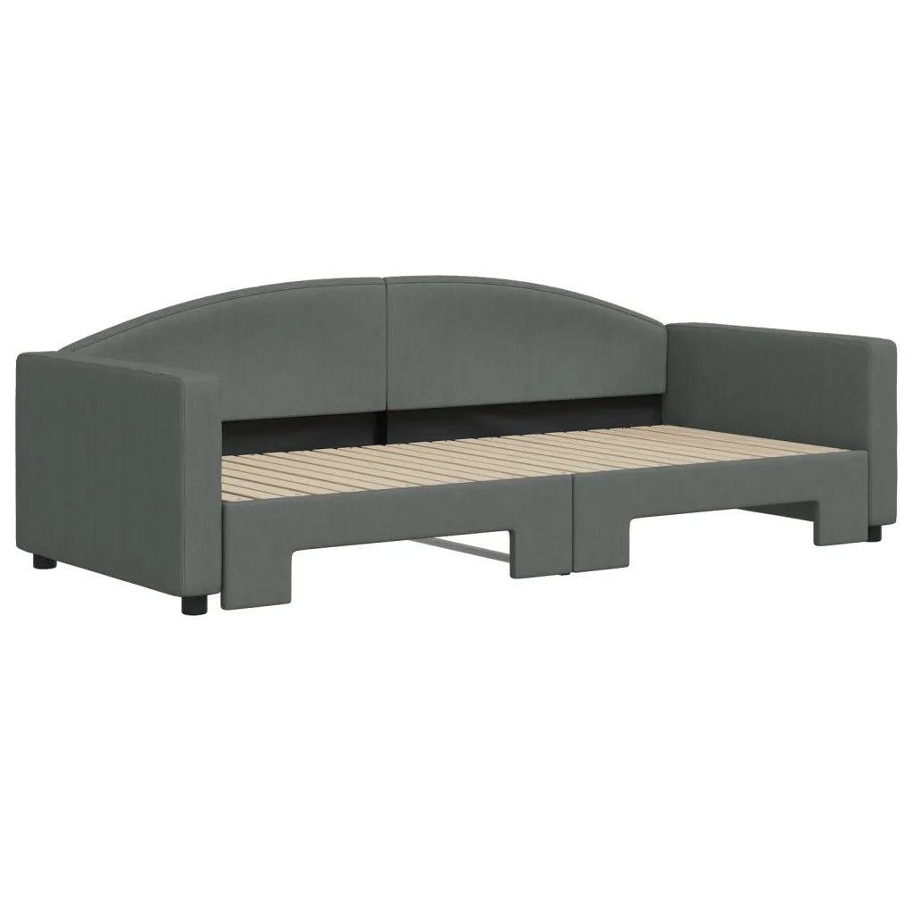 Divano Letto con Letto Estraibile Grigio Scuro 90x200cm Tessuto