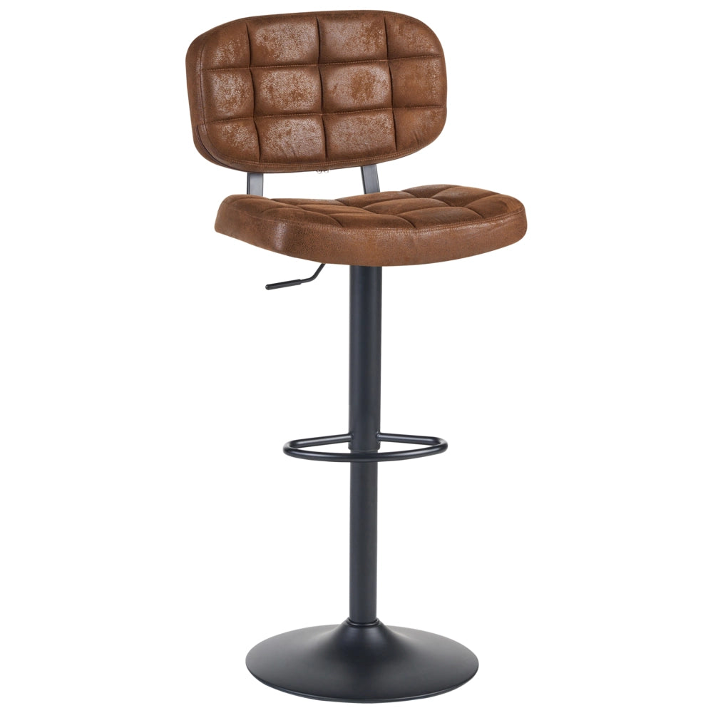 Set di 2 sgabelli da bar girevoli regolabili in altezza rivestiti in ecopelle scamosciata marrone stile retrò