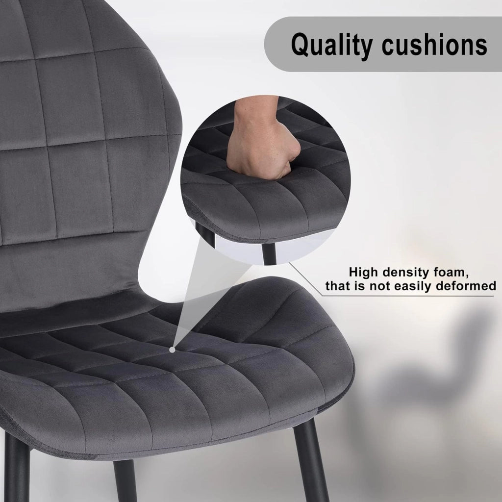 2x Sedie Ergonomica da Pranzo, Sedia Nordica, Sedia da cucina in velluto, Seduta Imbottita, per Camera da Letto, Salotto, Grigio Scuro, Gambe in Metallo, BH356dgr-2