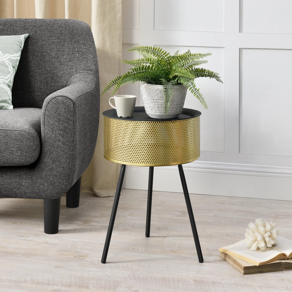 Tavolino Treppiede Gällivare 50 x 35 cm Oro/Nero [en.casa]