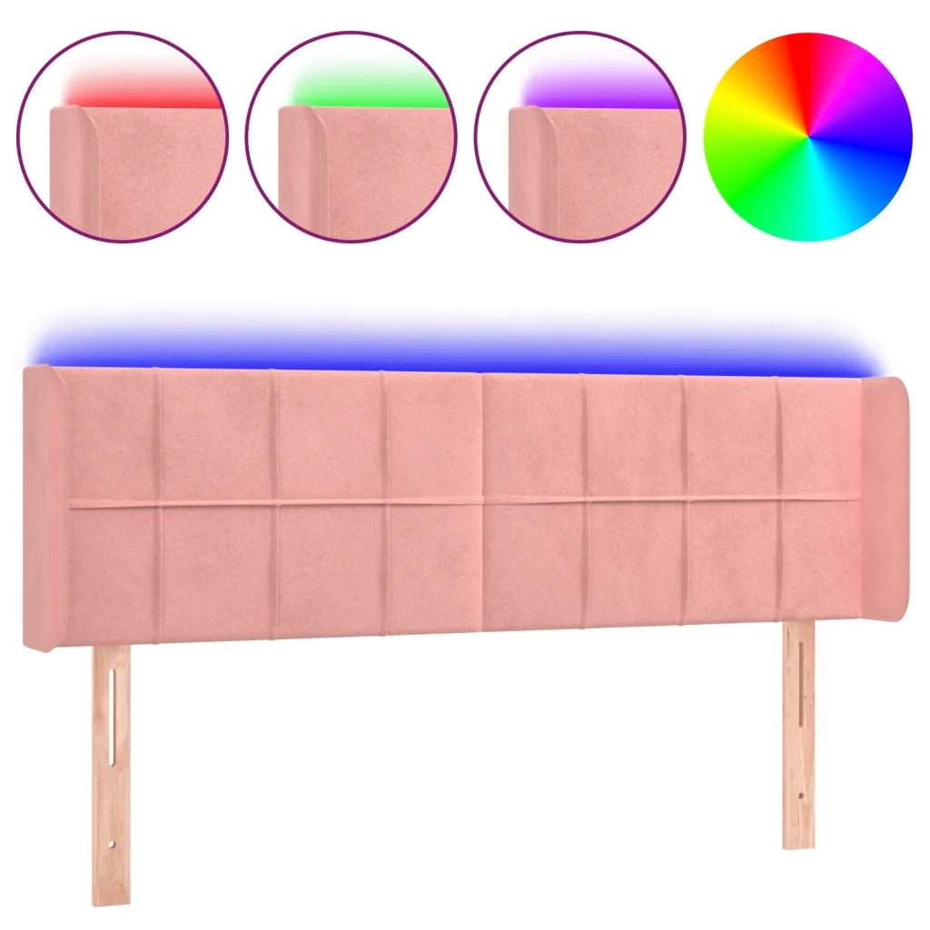 Testiera a LED-Testata con LED Rosa 147x16x78/88 cm in Velluto 995906