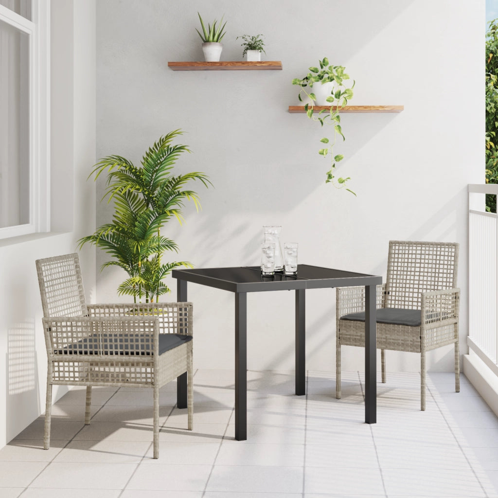 Sdraio da giardino  2 pcs con cuscini Grigio chiaro Polyrattan