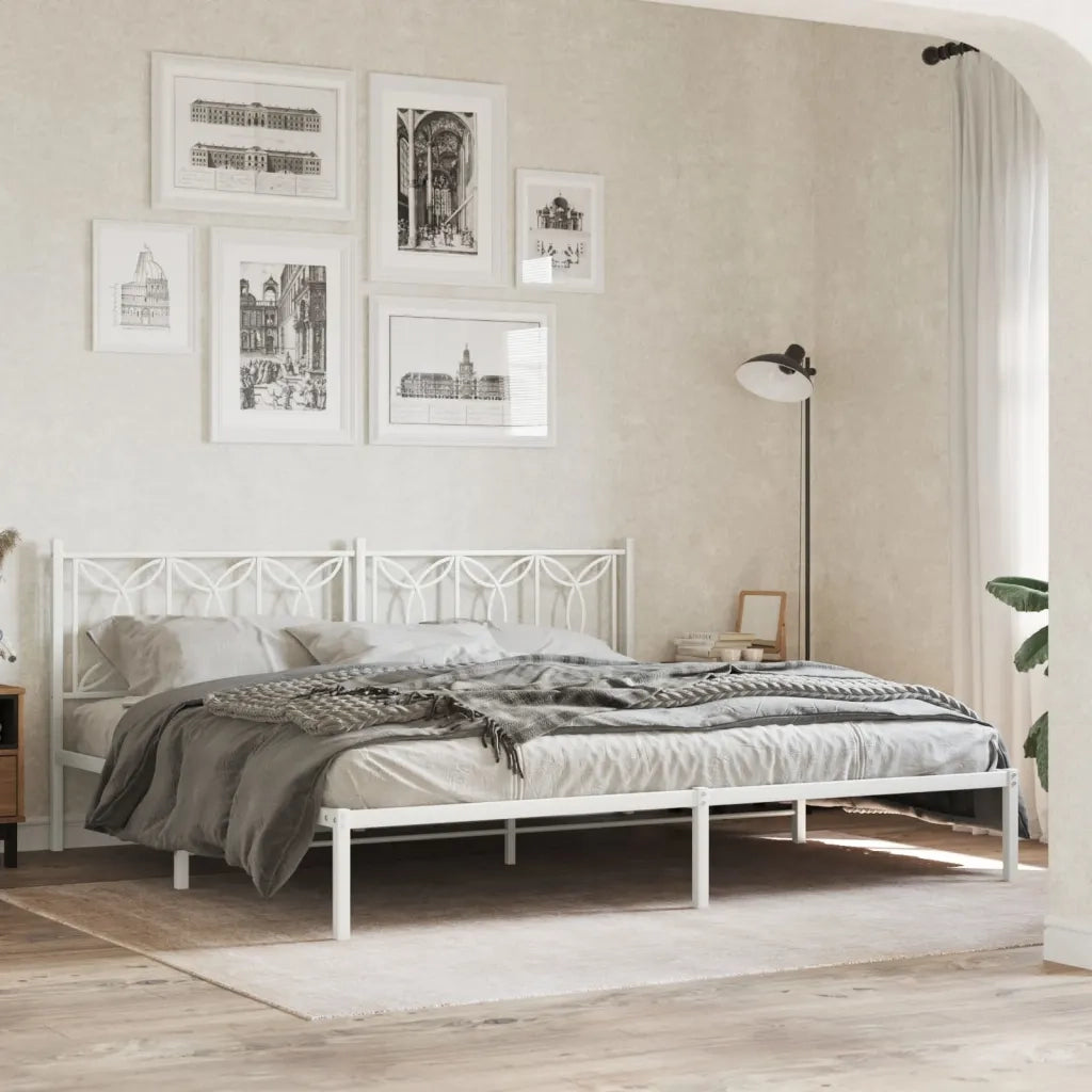 Giroletto con Testiera-Struttura Letto con testiera Metallo Bianco 193x203 cm 959545