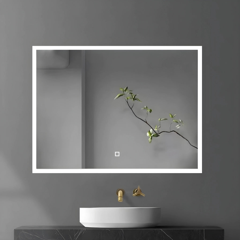 Specchio 5 mm rettangolare squadrato cornice led interruttore touch *** misure 90x70 cm, tonalità dimmerabile 2700-4...