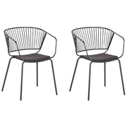 Set di 2 sedie da pranzo design in filo di metallo Nero con imbottitura in ecopelle con stile industriale glam