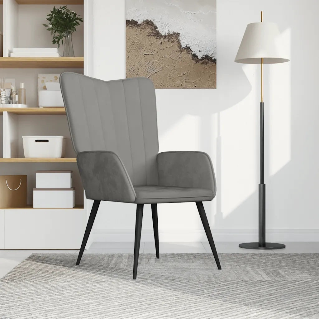 Poltrona | Sedia Relax Grigio Chiaro in Velluto