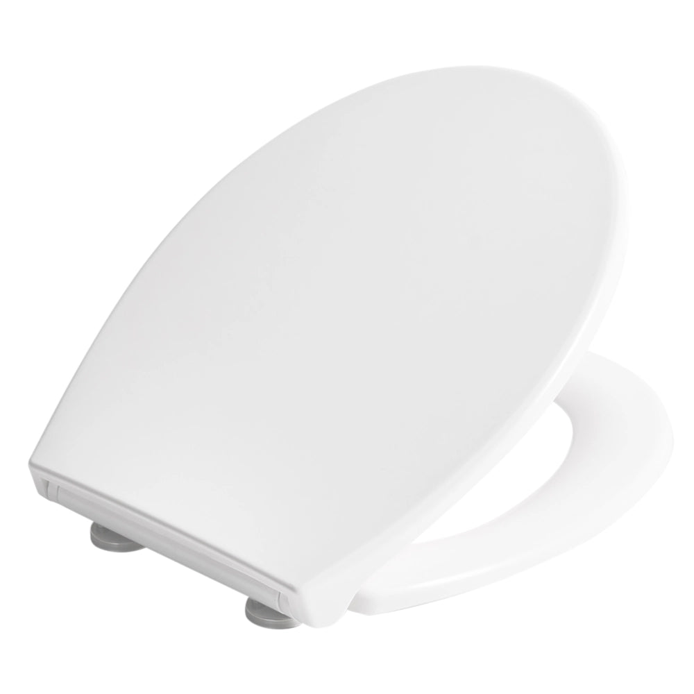 Sedile per wc Duroplast bianco 45 x 37 cm Distanza tra i fori 16 cm Chiusura morbida a sgancio rapido Stile minimalista wc bagno