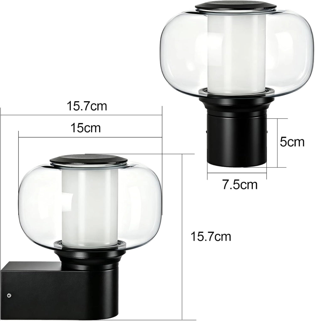 ZMH Lampada da Esterno Interno E27 Max 40W Nero per Terrazza Balcone/Parete Giardino Senza Lampadina