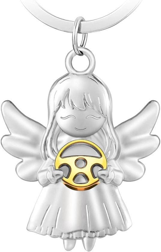 Angelo fortunato con volante, angelo protettore, chiave, patente, regalo, tuo angelo protettore, viaggia con te molta fortuna, oro, 4,5 cm