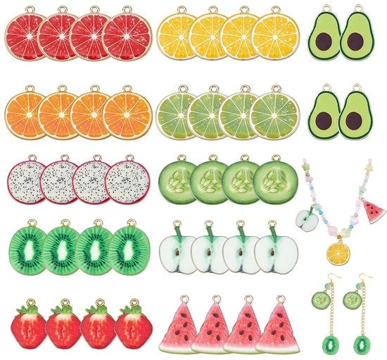 Set di 44 Frutti in Ceramica Email per Accessori in 11 Colori