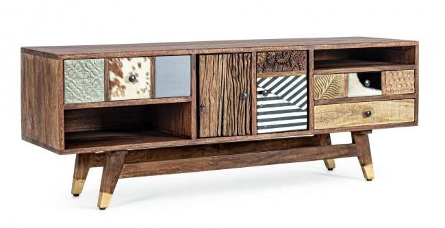 Mobile TV 2 Ante 3 Cassetti 140x40x48 cm in Legno