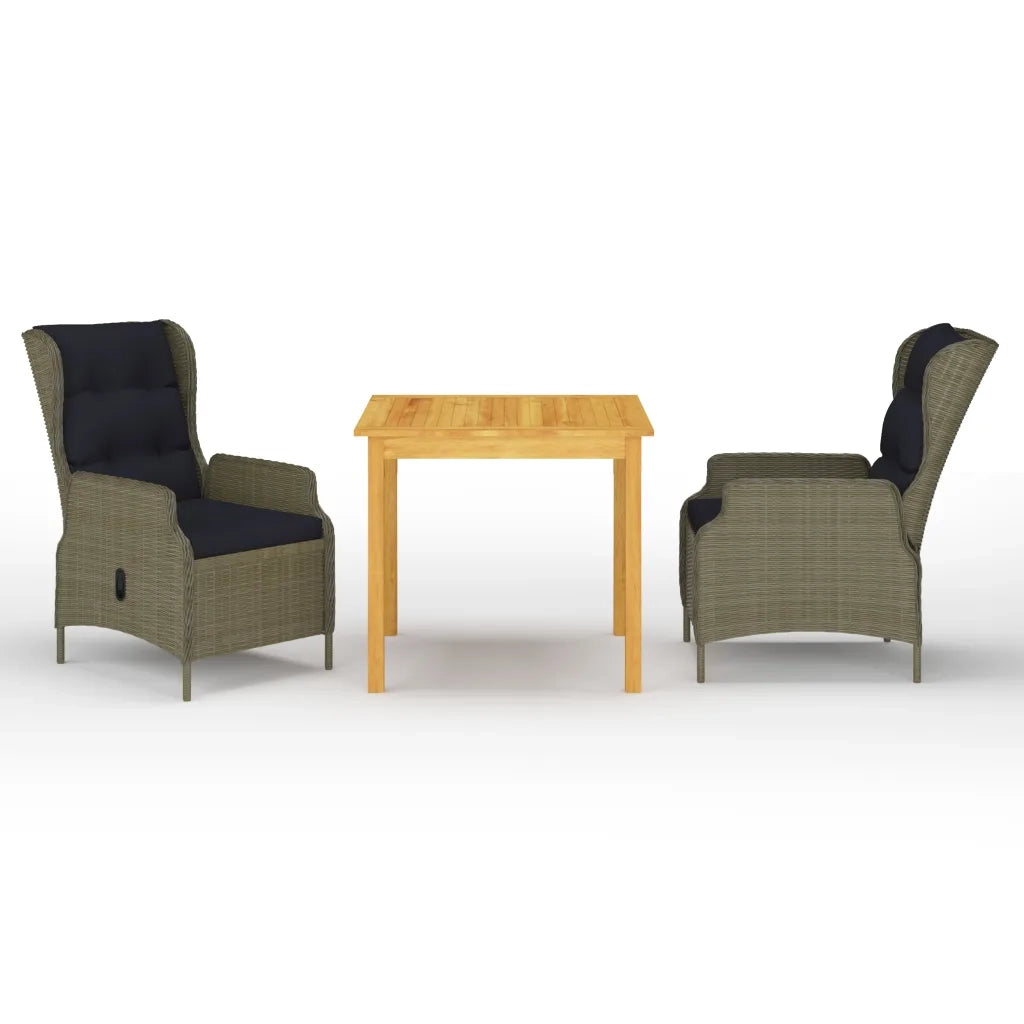 Set Mobili da Pranzo per Giardino 3 pz Marrone cod mxl 43622