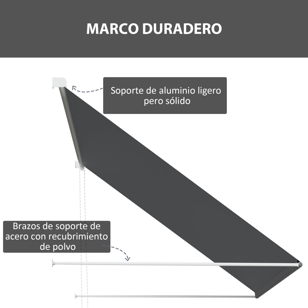 Toldo Retraibile Esterno in Alluminio ¨C zephmum ¨C Grigio Scuro 150x120 cm