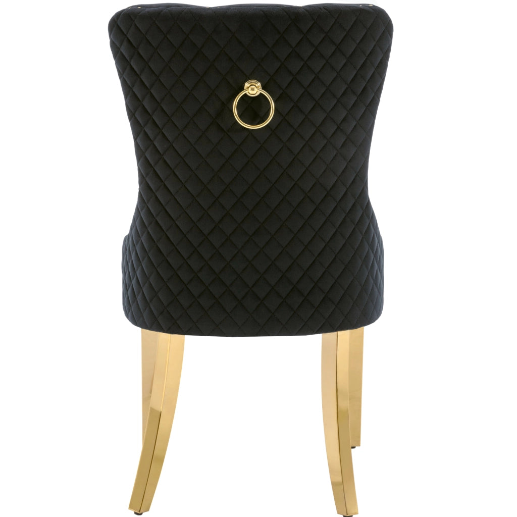 Sedia da pranzo 50.5x45x95 cm con schienale decorativo; in velluto nero