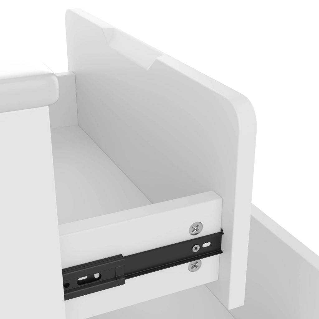 Armadietto da bagno sospeso con lavabo integrato, 2 cassetti, LED a sensore radar, MDF e ceramica bianco 60 × 46 × 50 cm
