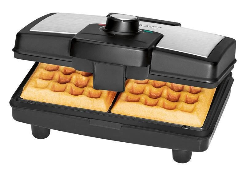 Clatronic WA 3606 2 waffle 800 W Nero, Acciaio inox