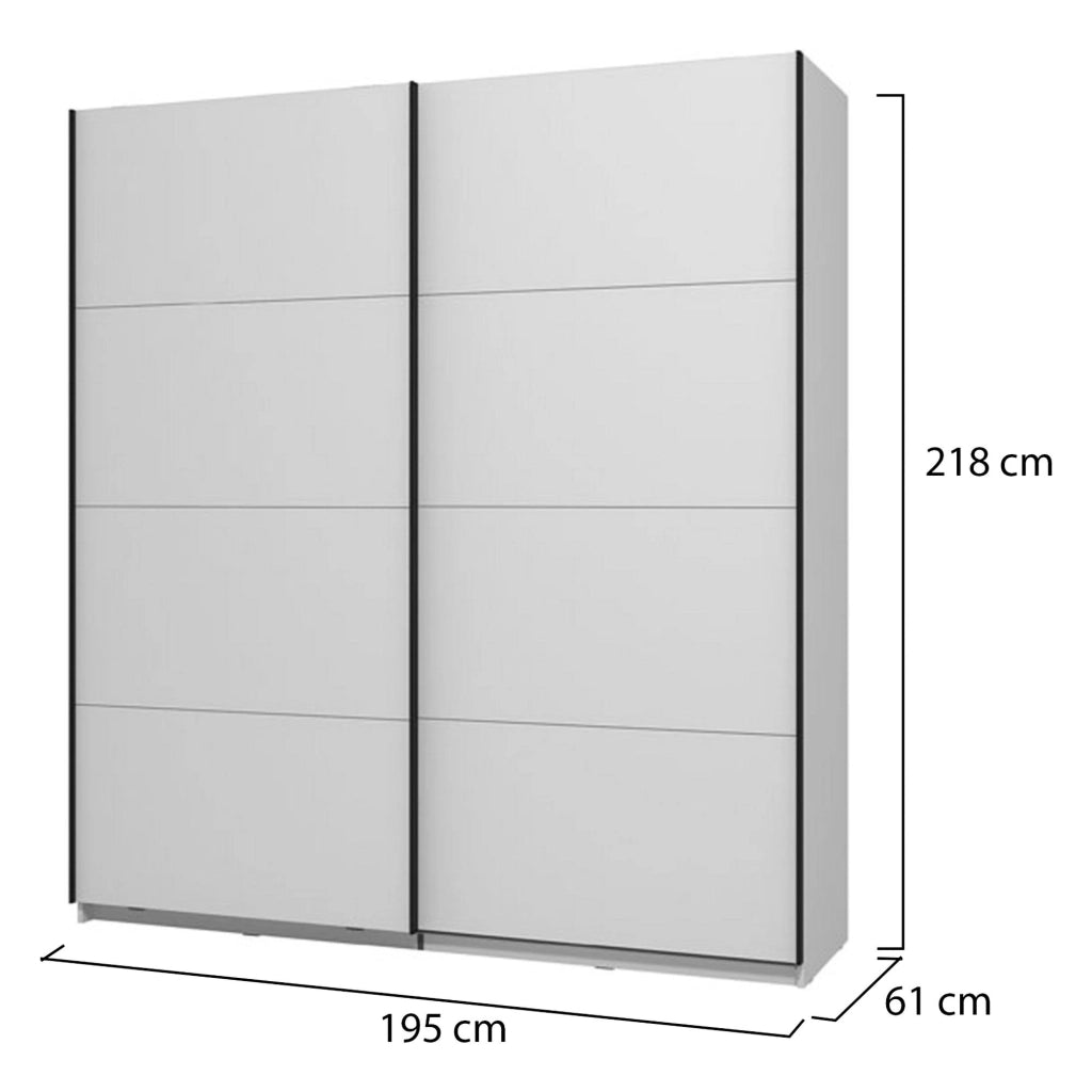 Armadio Camera da Letto Cariano, Guardaroba Grande 2 Ripiani, 195x217.5h cm Bianco Opaco
