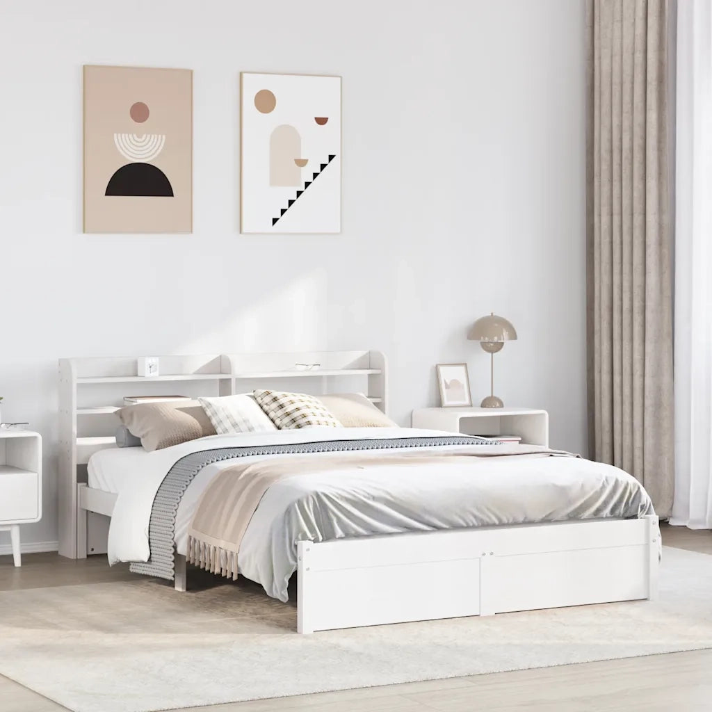 Giroletto con Testiera senza Materasso-Struttura Letto Bianco 140x190 cm 320652