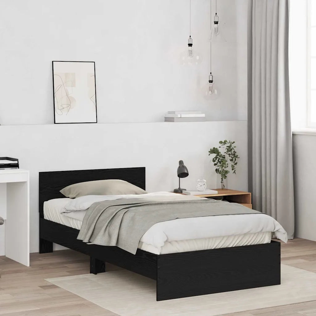 Struttura del letto con testiera Rovere Nero 203 x 104 x 70 cm