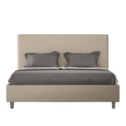 Letto imbottito Matrimoniale 160x190 cm Focus - Similpelle,Tortora,Con rete